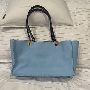 STAUD baby blue leather shoulder tote bag *one of a kind*
